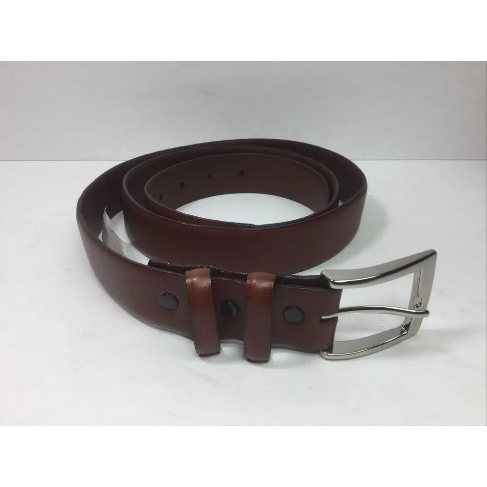 Torino Leather Belt Italian Croce Calf Leather Size 44 Silver Buckle Made In USA